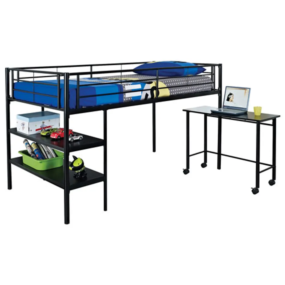 Winmoor Home Contemporary Loft Bed Frame With Desk - Twin - Black