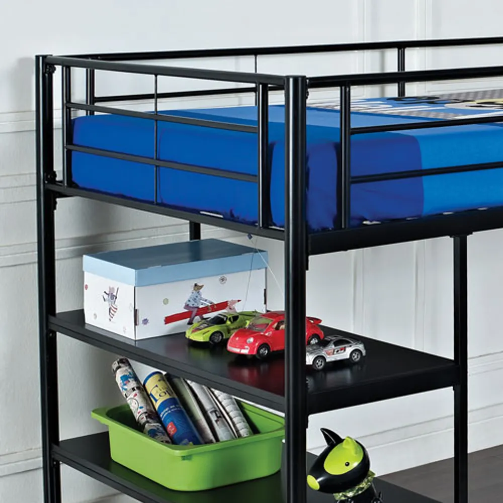 Winmoor Home Contemporary Loft Bed Frame With Desk - Twin - Black