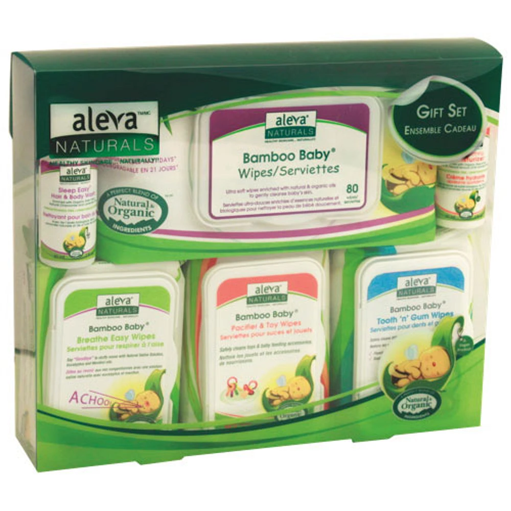 Ensemble-cadeau Lingettes pour bébé en bambou d'Aleva Naturals