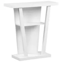 Rectangular Console Table with 2-Shelves - White