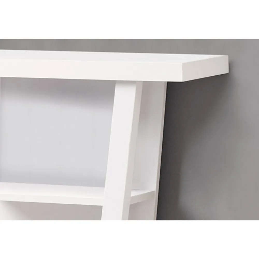 Rectangular Console Table with 2-Shelves - White