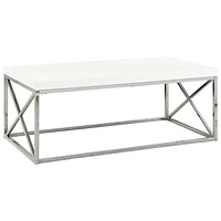 Modern Rectangular Coffee Table - Glossy White/Chrome