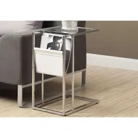 Rectangular Accent Table with Magazine Holder - White/Chrome