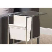 Rectangular Accent Table with Magazine Holder - White/Chrome