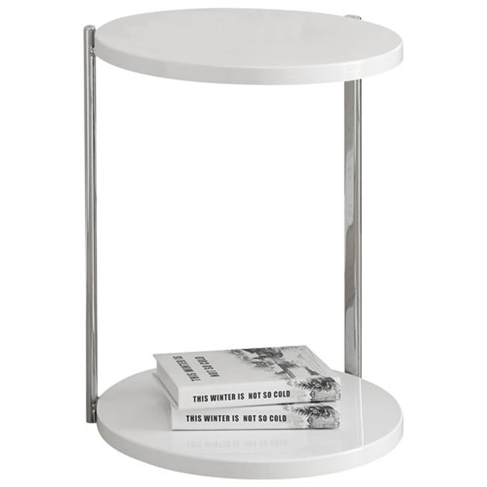 Round Accent Table - White/Chrome