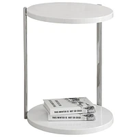 Round Accent Table - White/Chrome