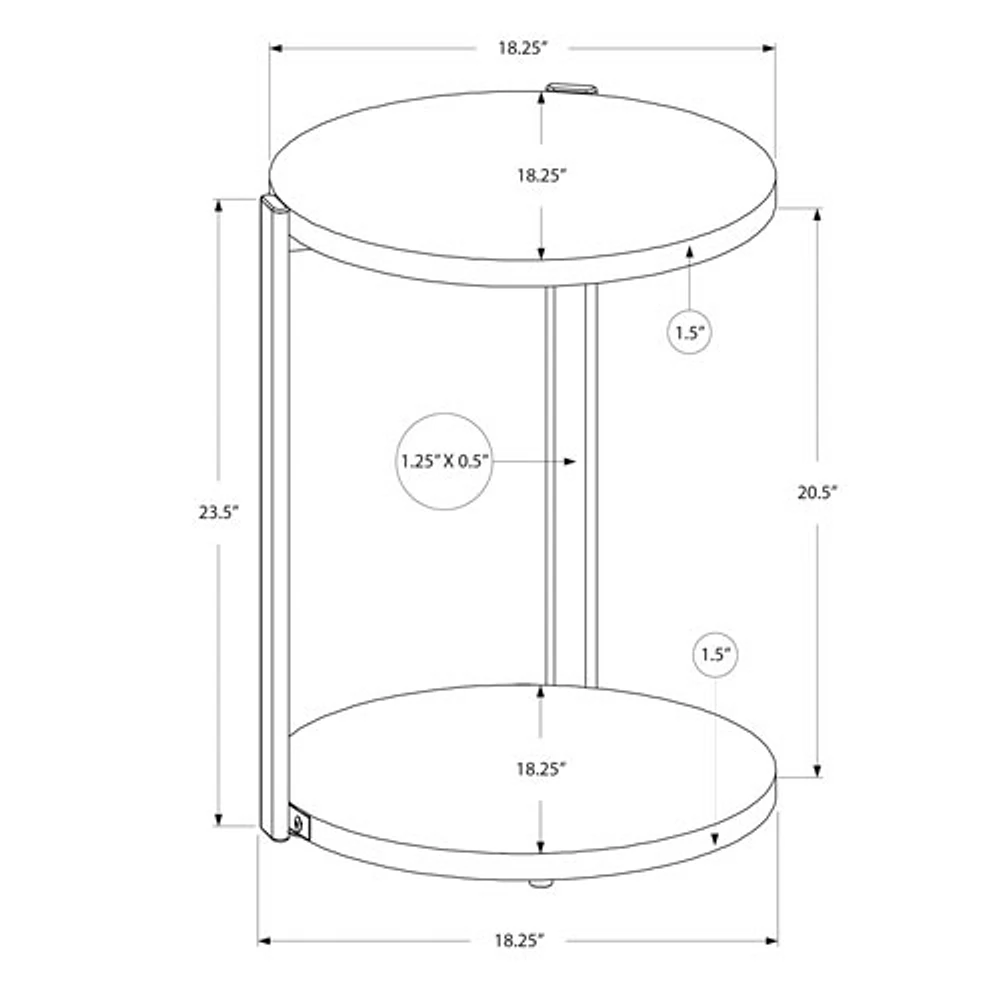 Round Accent Table - White/Chrome