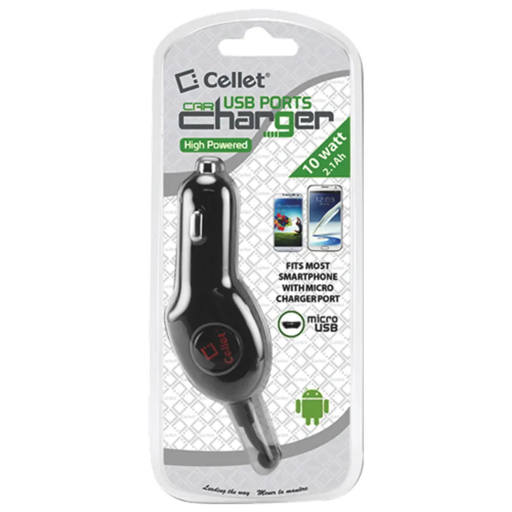 Cellet 10W Micro USB Mini/Extra Port Car Charger (F65524)