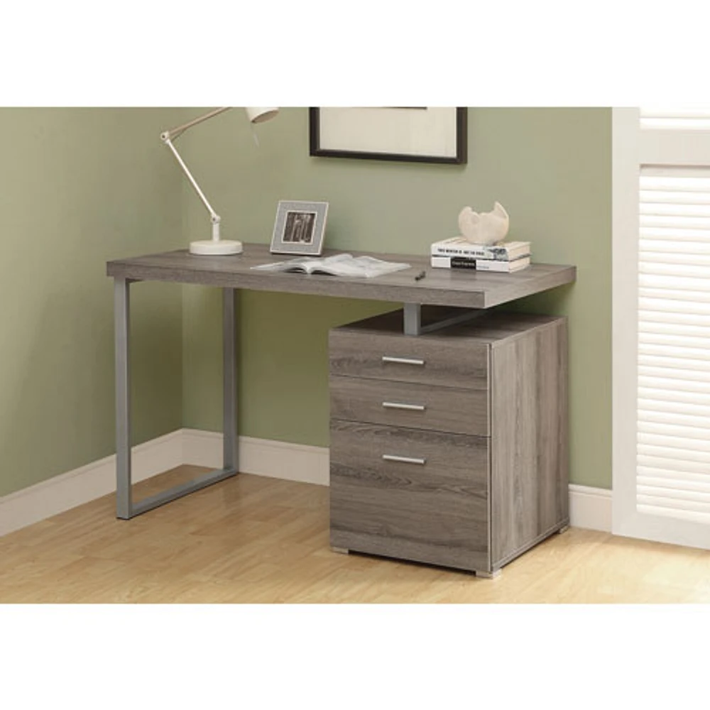 Contemporary Desk with Filing Cabinet - Dark Taupe