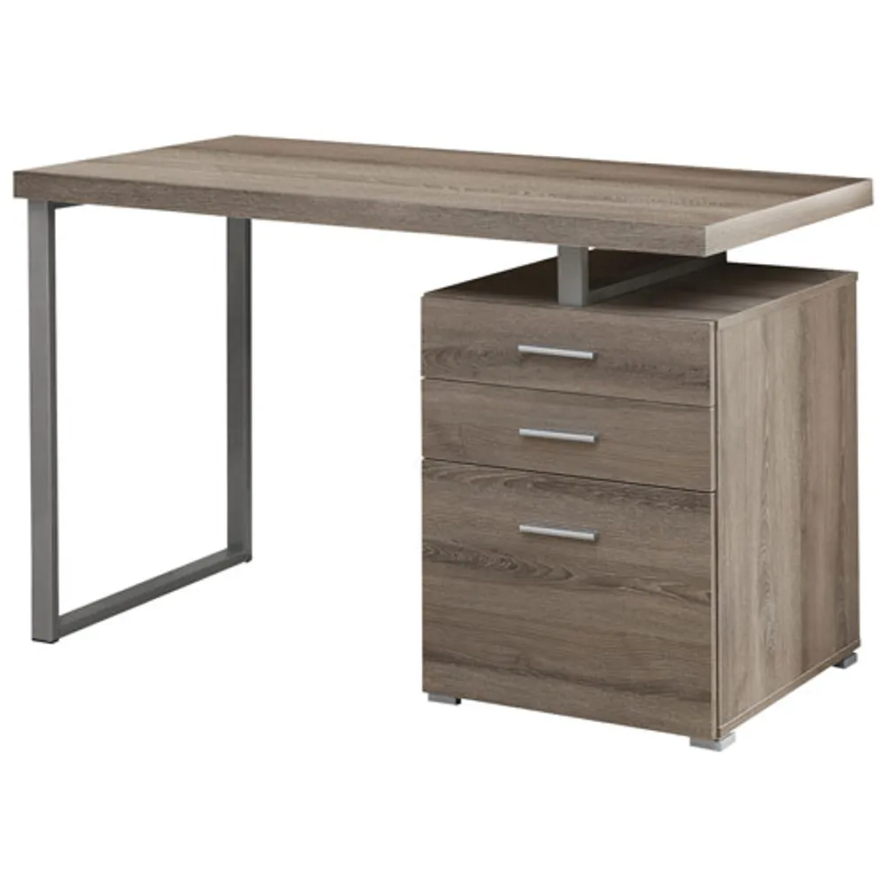 Contemporary Desk with Filing Cabinet - Dark Taupe