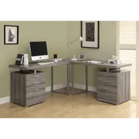 Contemporary Desk with Filing Cabinet - Dark Taupe