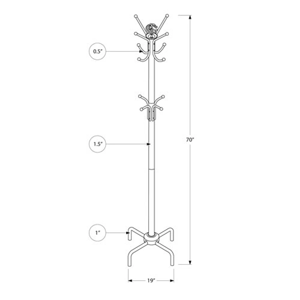 Monarch Metal Coat Rack - Silver