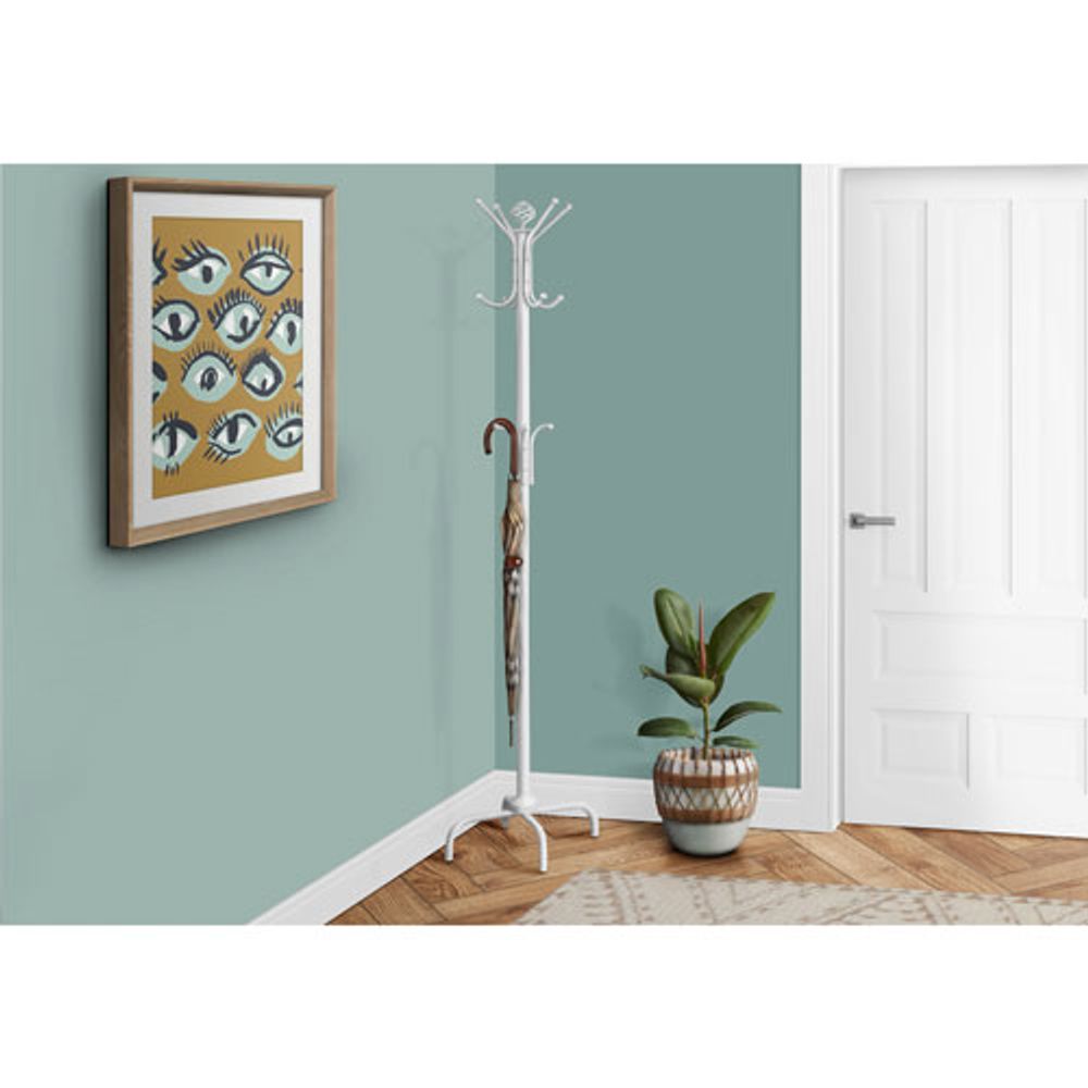 Monarch 70" Metal Coat Rack - White