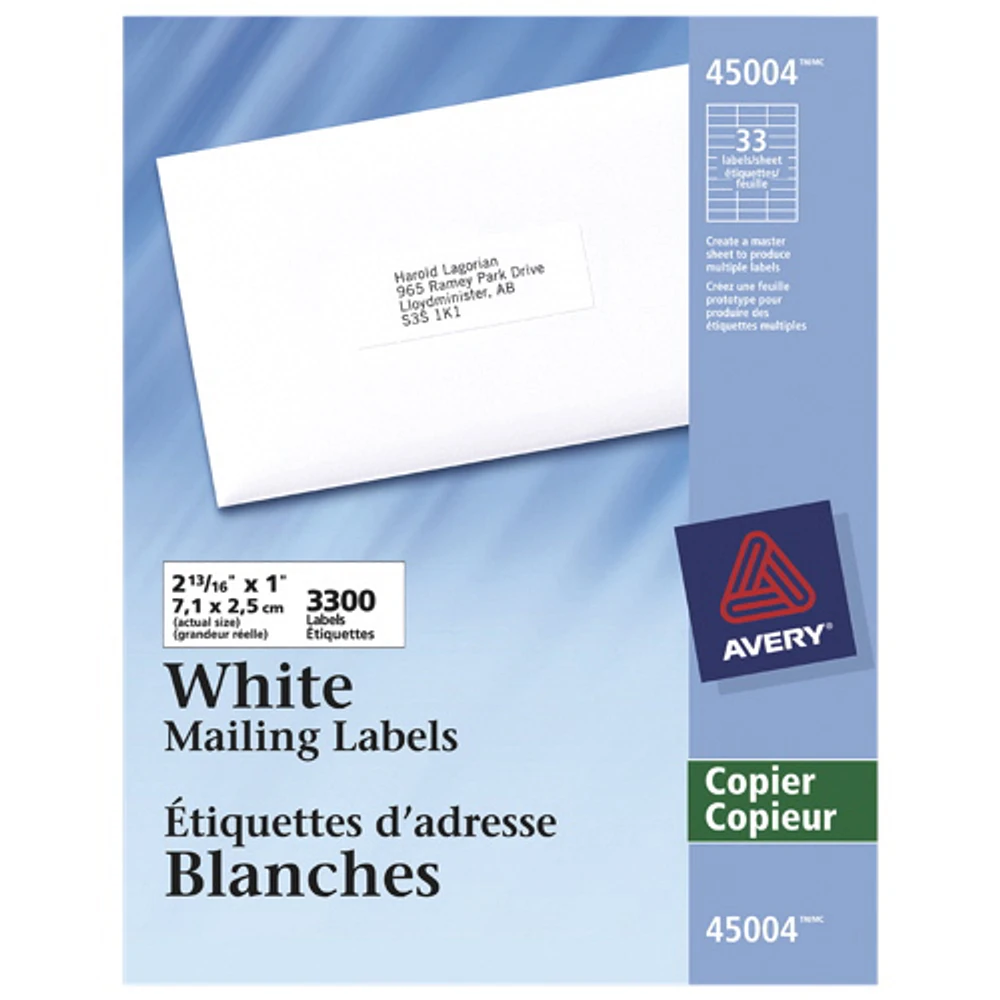 Avery 2-13/16" x 1" Copier Address Label (AVE45004) - 3000 Pack - White