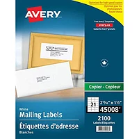 Avery 2-13/16" x 1-1/2" Copier Mailing Label (AVE45008) - 2100 Pack - White