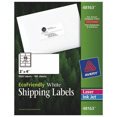 Avery EcoFriendly 2" x 4" Mailing Label (AVE48163) - 1000 Pack - White