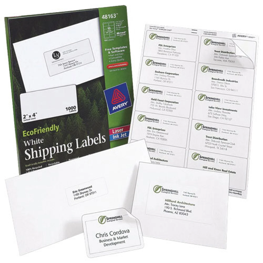 Avery EcoFriendly 2" x 4" Mailing Label (AVE48163) - 1000 Pack - White