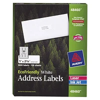 Avery Eco-Friendly 1" x 2-5/8" Mailing Label (AVE48460) - 3000 Pack - White