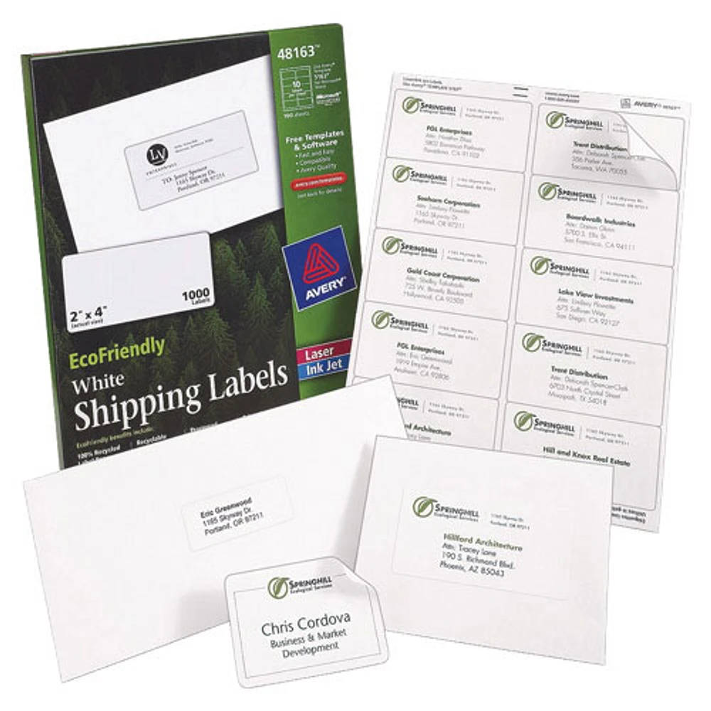 Avery Eco-Friendly 1" x 2-5/8" Mailing Label (AVE48460) - 3000 Pack - White