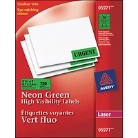 Avery 2-5/8" x 1" High Visibility Labels (AVE05971) -750 Pack - Neon Green