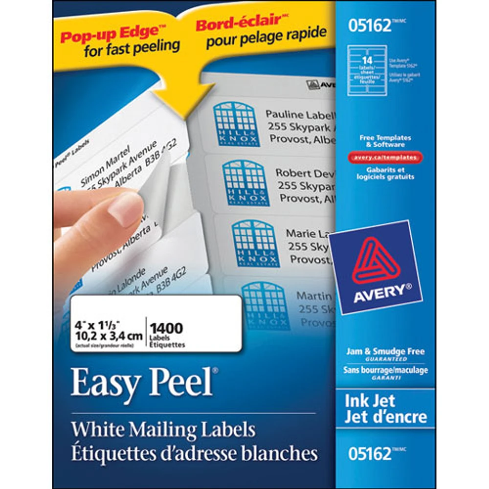 Avery 1- 1/3" x 4" Easy Peel Mailing Labels (AVE05162) - 1400 Pack