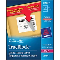 Avery 3- 1/3" x 4" TrueBlock Mailing Labels (AVE05164) - 600 Pack