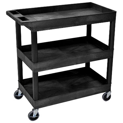 Luxor Large Tub Cart (EC111-B) - 3 Shelves - Black