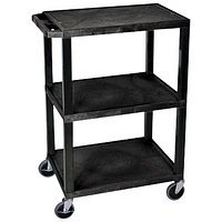 Luxor Tuffy 34" Utility Cart (WT34S) - 3 Shelves - Black