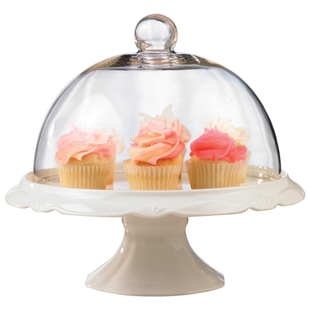 Brilliant Bianco 10" Cake Plate & Dome