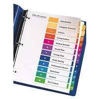 Avery Ready Index Table of Contents 1-12 Dividers (AVE11196) - 12 Tabs - 6 Pack - Assorted Colours