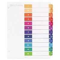 Avery Ready Index Table of Contents 1-12 Dividers (AVE11196) - 12 Tabs - 6 Pack - Assorted Colours