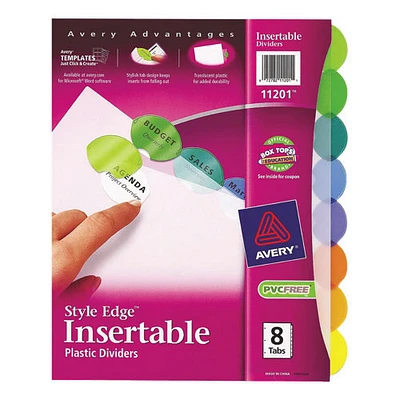 Avery Style Edge Insertable Tab Dividers (AVE11201) - 8 Pack - Assorted