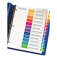 Avery Ready Index Table Of Contents Jan-Dec Dividers (AVE11127) - 12 Tabs - Assorted Colours