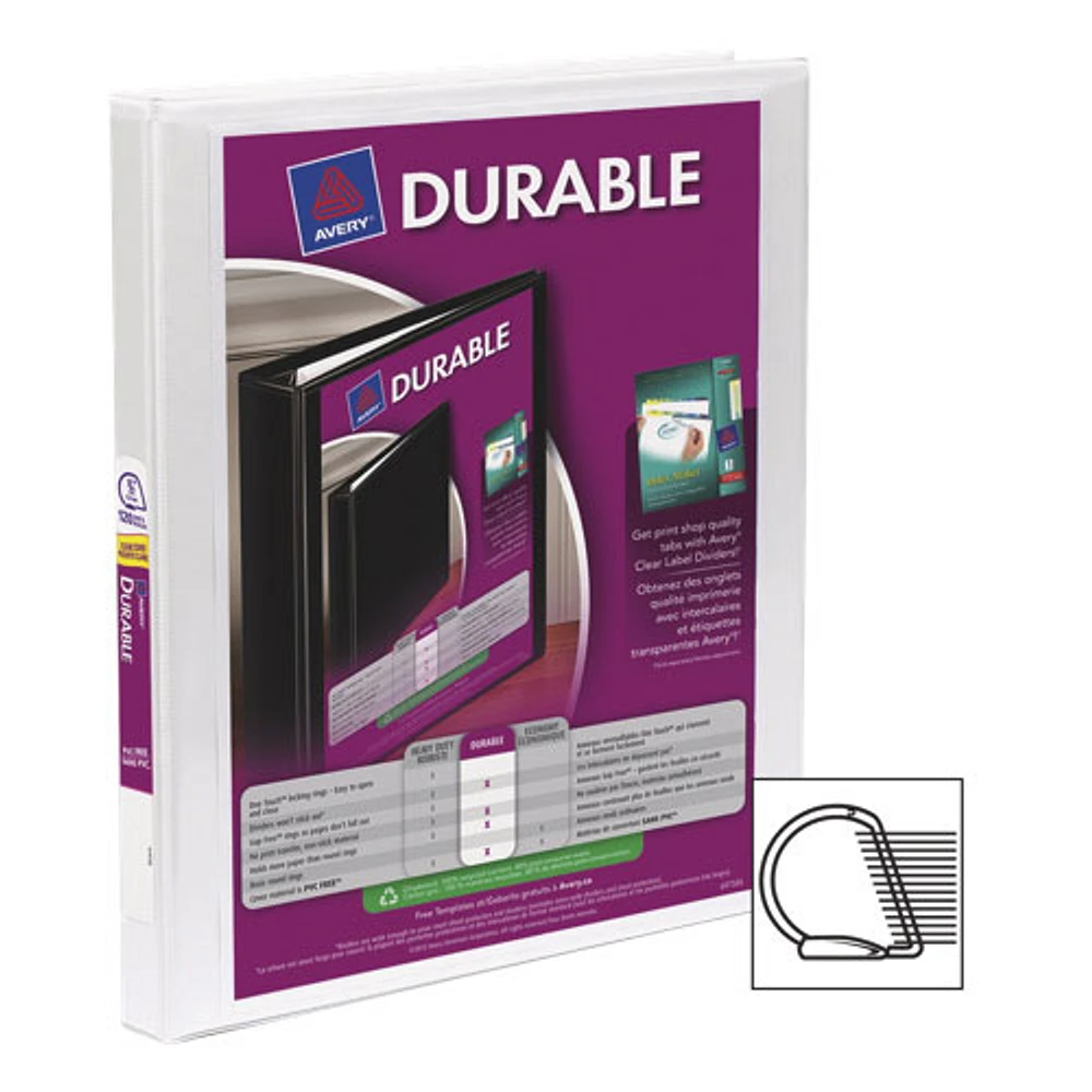 Avery Durable 1/2" D-Ring View Binder (AVE34075) - White