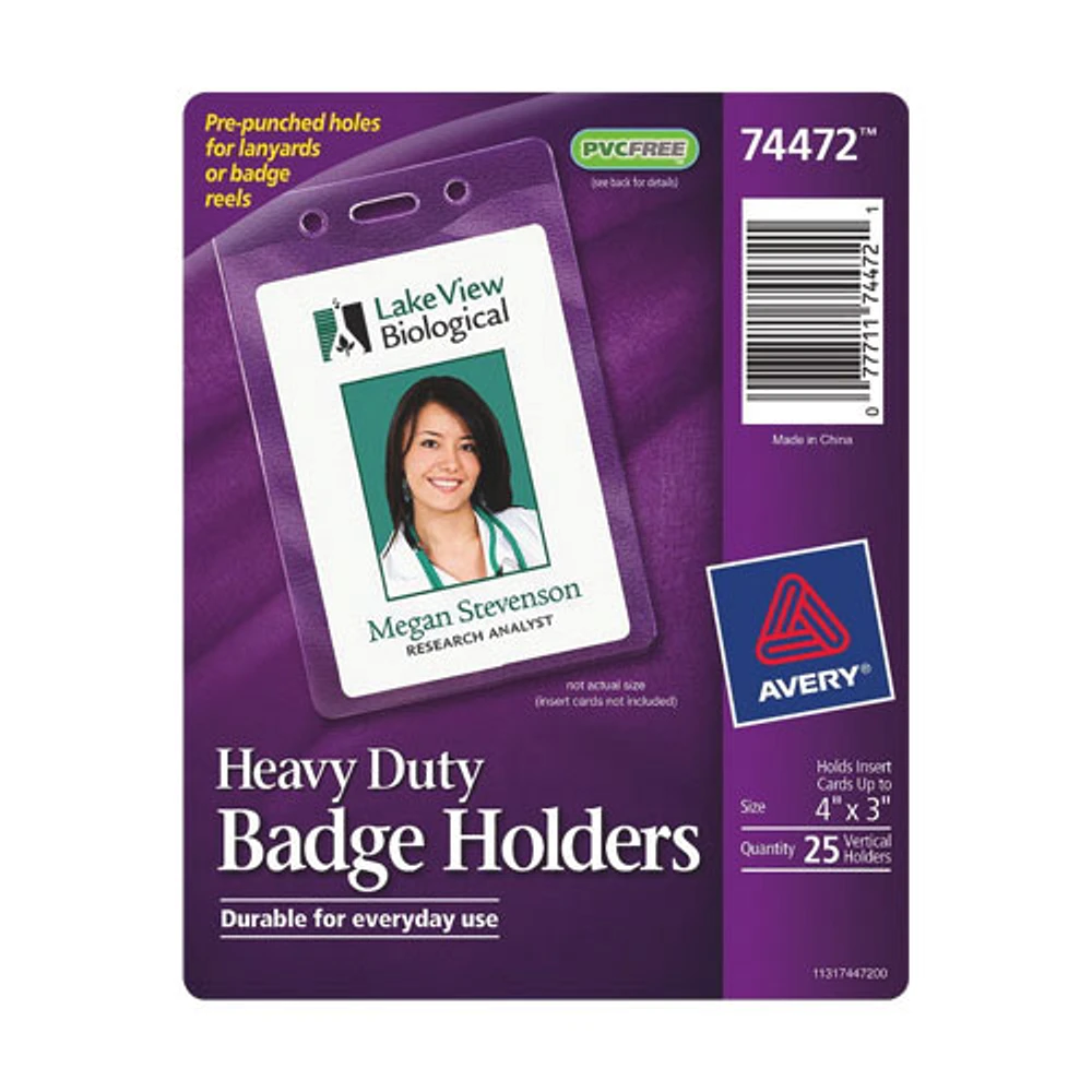 Avery Heavy-Duty Badge Holder (AVE74472) - 25 Pack - Clear