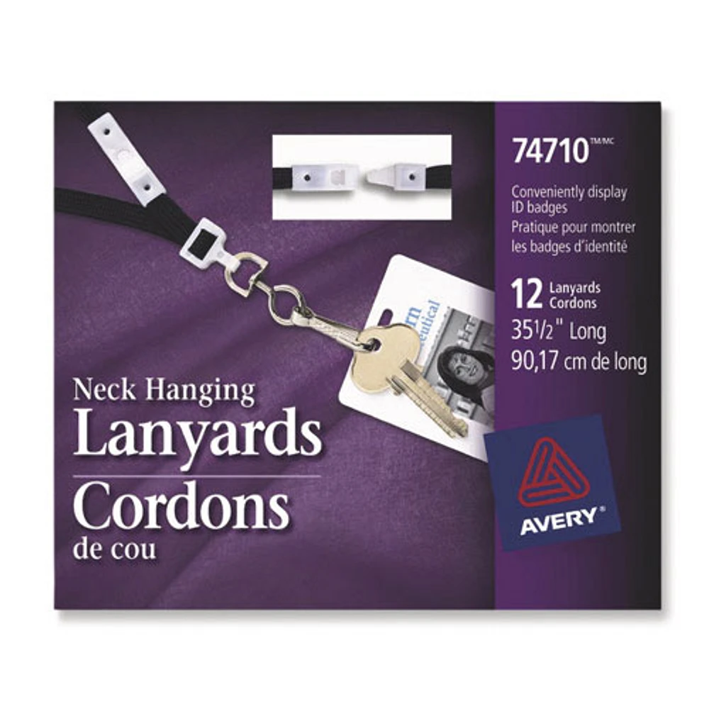 Avery Neck Style Lanyards (AVE74710) - 12 Pack - Black