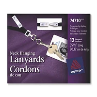 Avery Neck Style Lanyards (AVE74710) - 12 Pack - Black