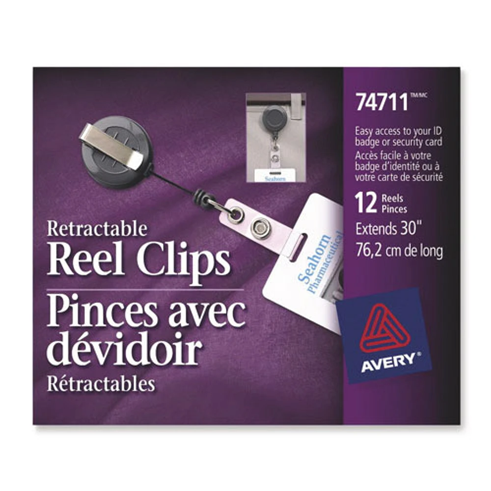 Avery Clip-On Retractable ID Reel (AVE74711) - 12 Pack - Black