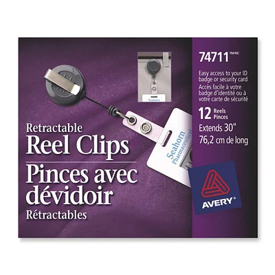 Avery Clip-On Retractable ID Reel (AVE74711) - 12 Pack - Black