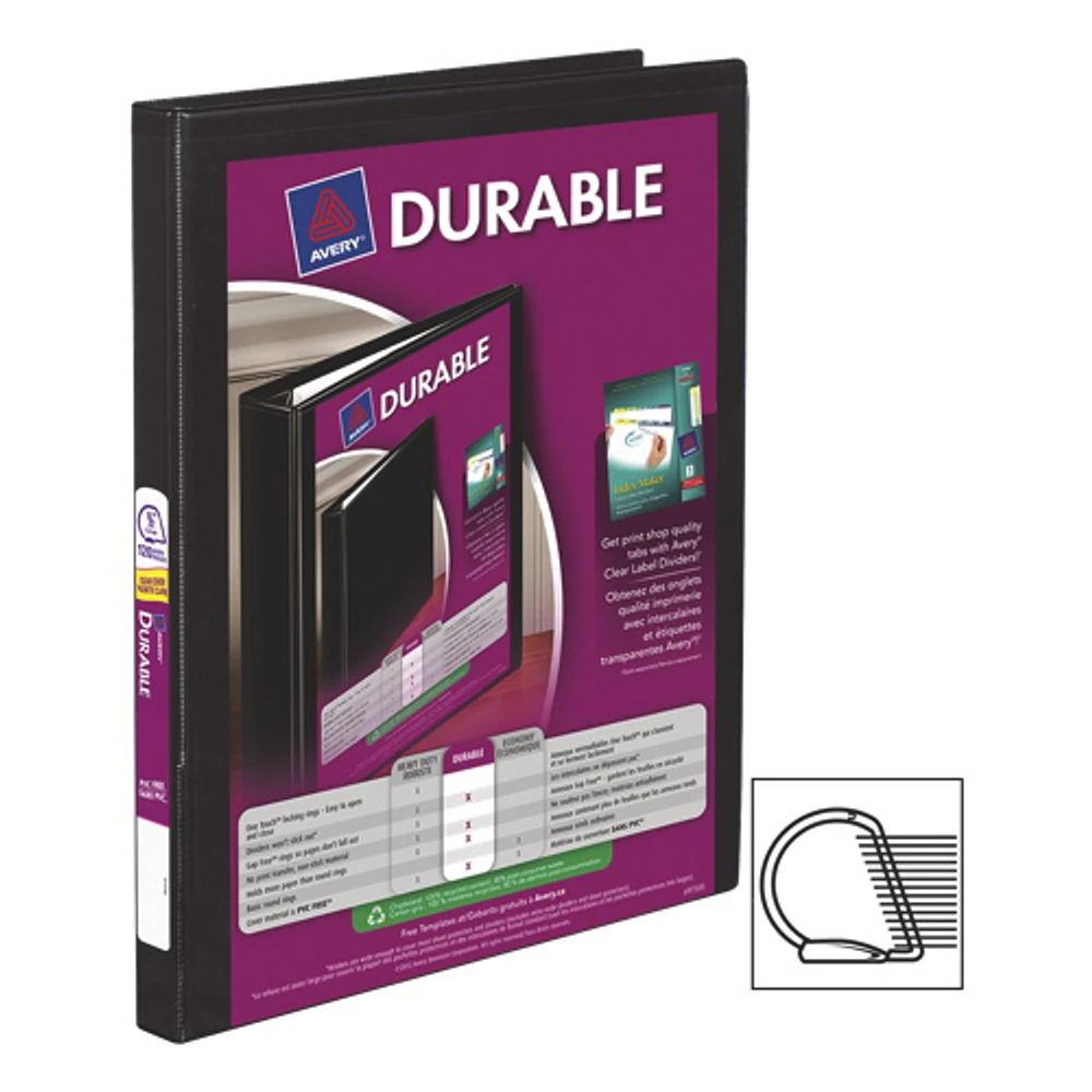 Avery 1/2" Durable Slant D-Ring View Binder (AVE34001) - Black