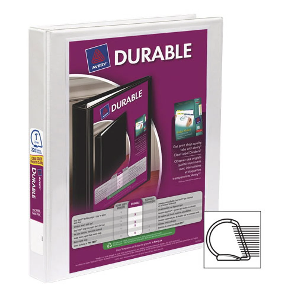 Avery Durable 1" Slant D-Ring View Binder (AVE34002) - White