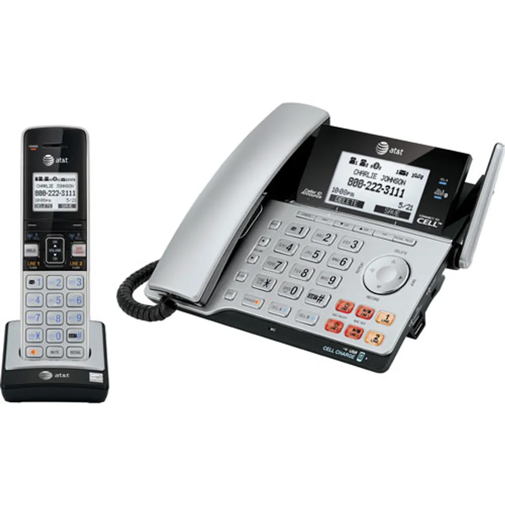 AT&T 2-Line Corded/Cordless Phone Answering Machine (TL86103