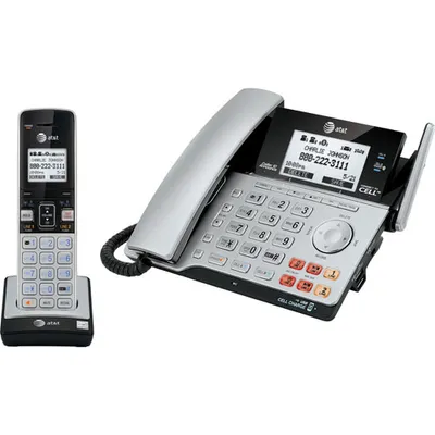 AT&T 2-Line Corded/Cordless Phone Answering Machine (TL86103) - Silver/Black