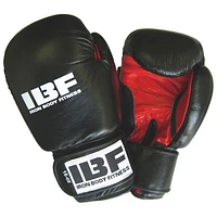 Iron Body Fitness PRO Series 16oz Leather Training Boxing Gloves - Black/Red