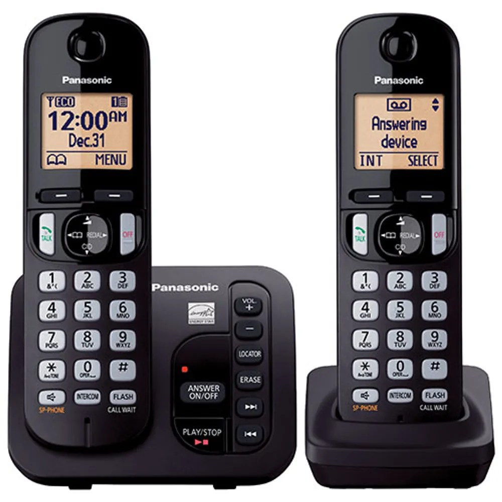 Téléphone sans fil DECT 6.0 à 2 combinés avec répondeur Panasonic (KXTGC222B) - Exclusif à Best Buy