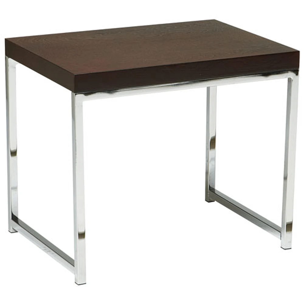 Wall Street Rectangular End Table - Espresso/Chrome