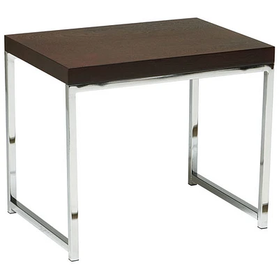 Wall Street Rectangular End Table - Espresso/Chrome