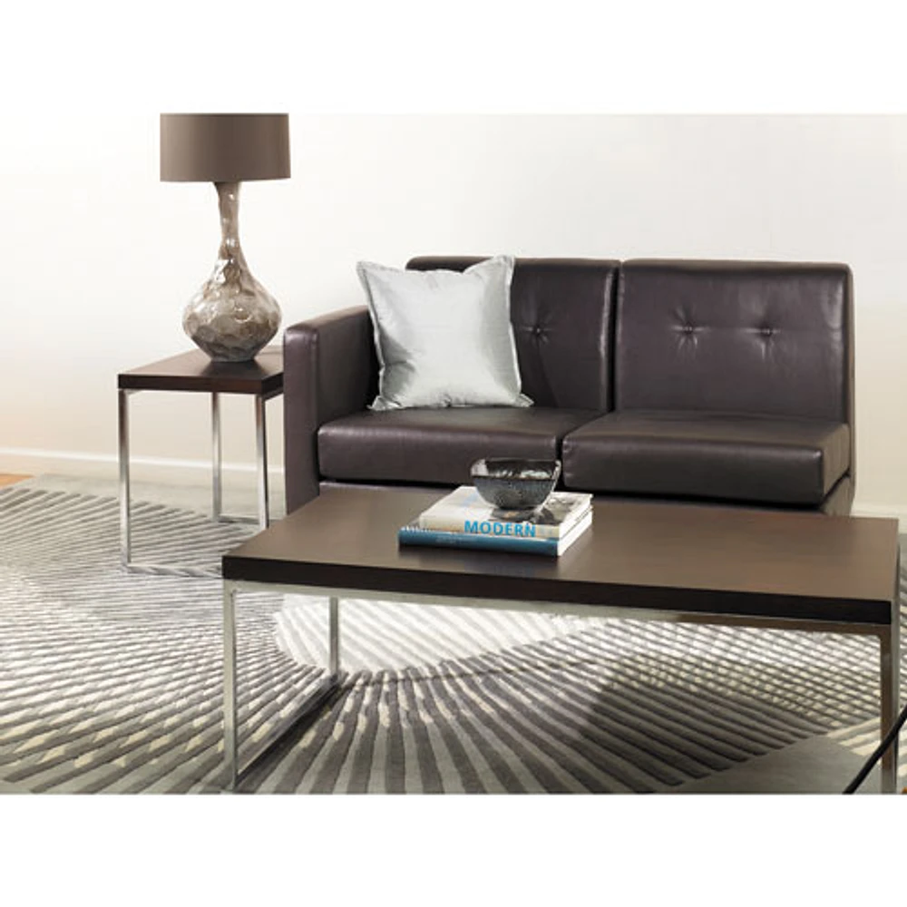 Wall Street Rectangular End Table - Espresso/Chrome