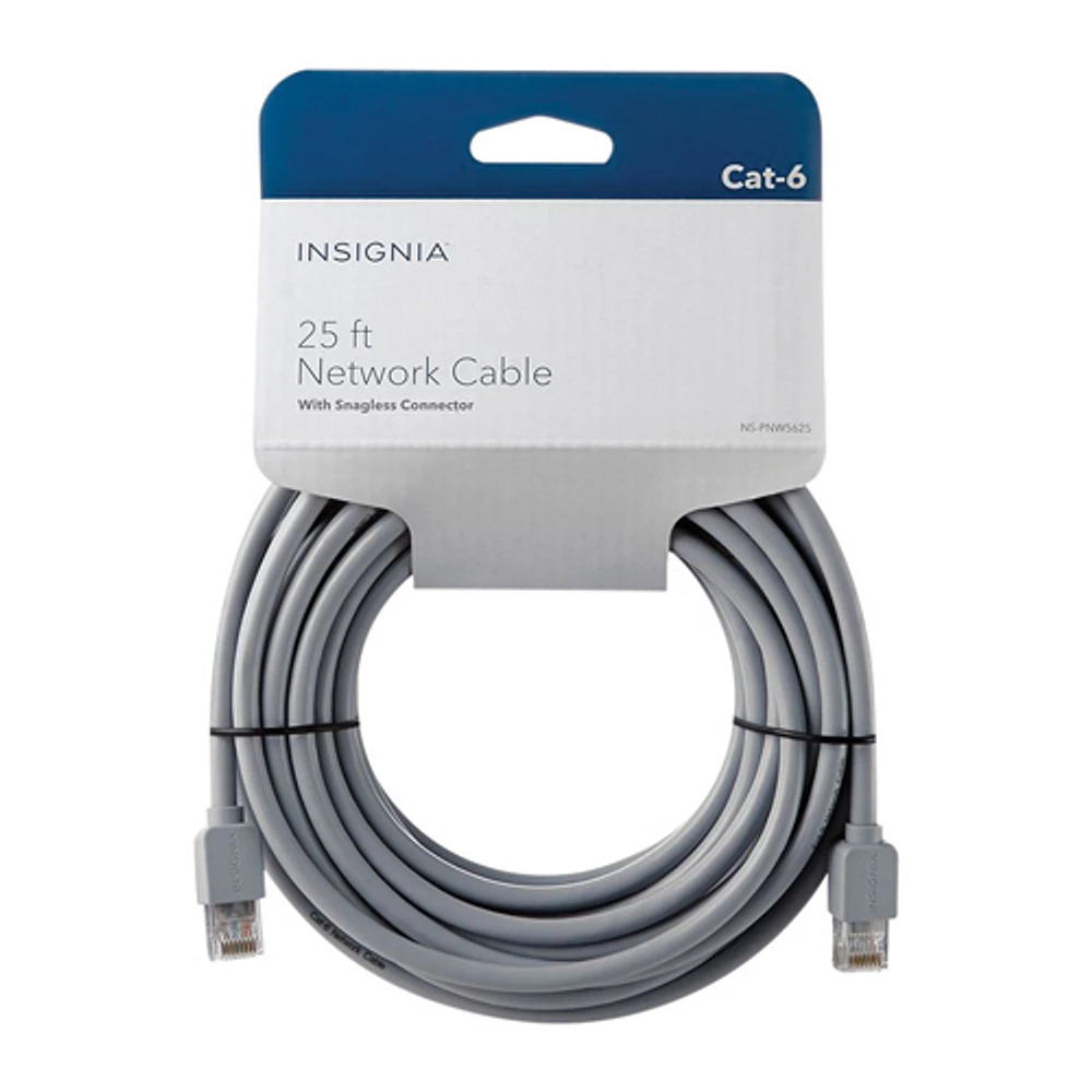 Insignia 7.6m (25 ft.) Cat6 Ethernet Cable - Grey - Only at Best Buy