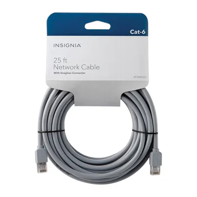 Insignia 7.6m (25 ft.) Cat6 Ethernet Cable - Grey - Only at Best Buy